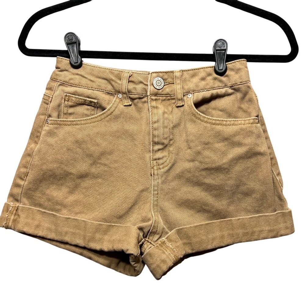 RSQ Shorts Womens 23 High-Waisted Tan Denim Super‎ High Rise Mom Brown Jean